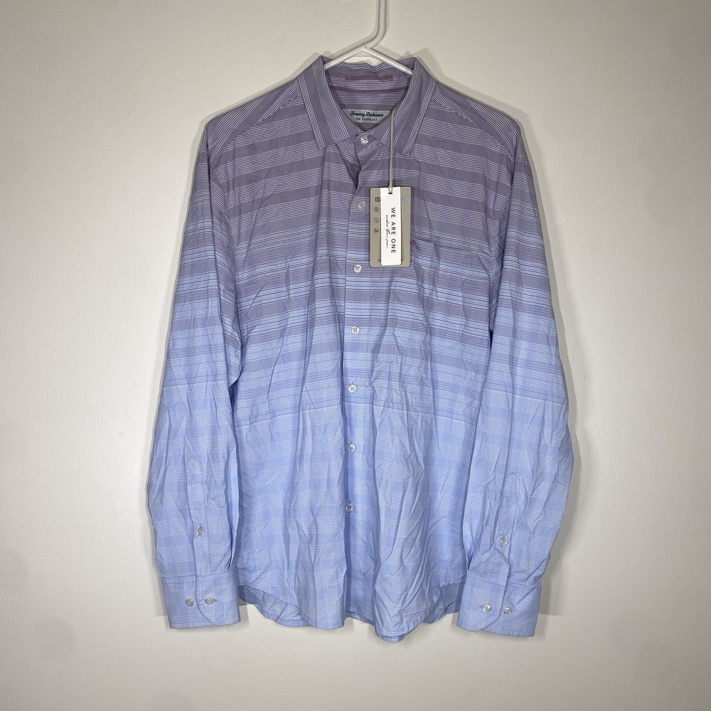 Tommy Bahama Button Down Siesta Key Ombré Shirt Mens M Nylon Performance Purple